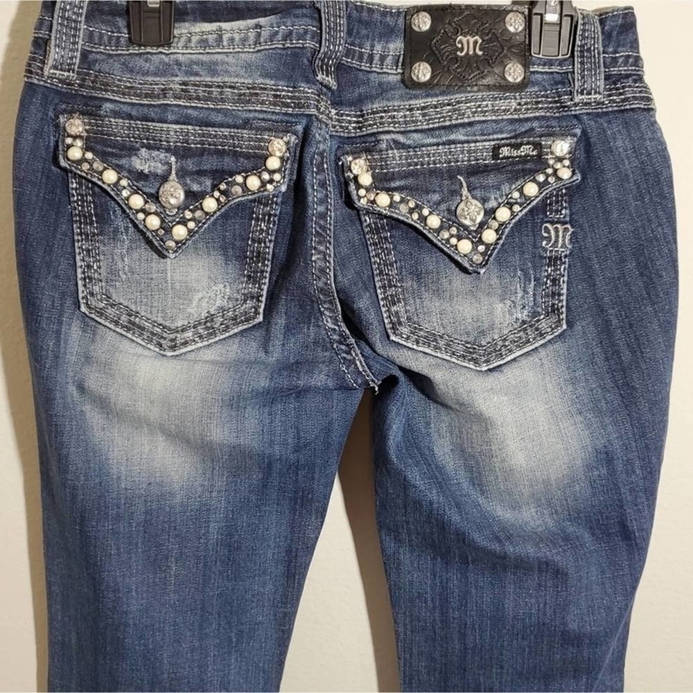 MISS me embroidered pearl jeweled boot jeans 29